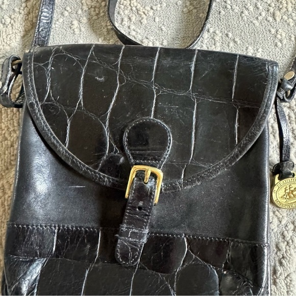 Vintage Brahmin Crocodile croc Embossed Leather Crossbody rectangle Bag small - Picture 7 of 10